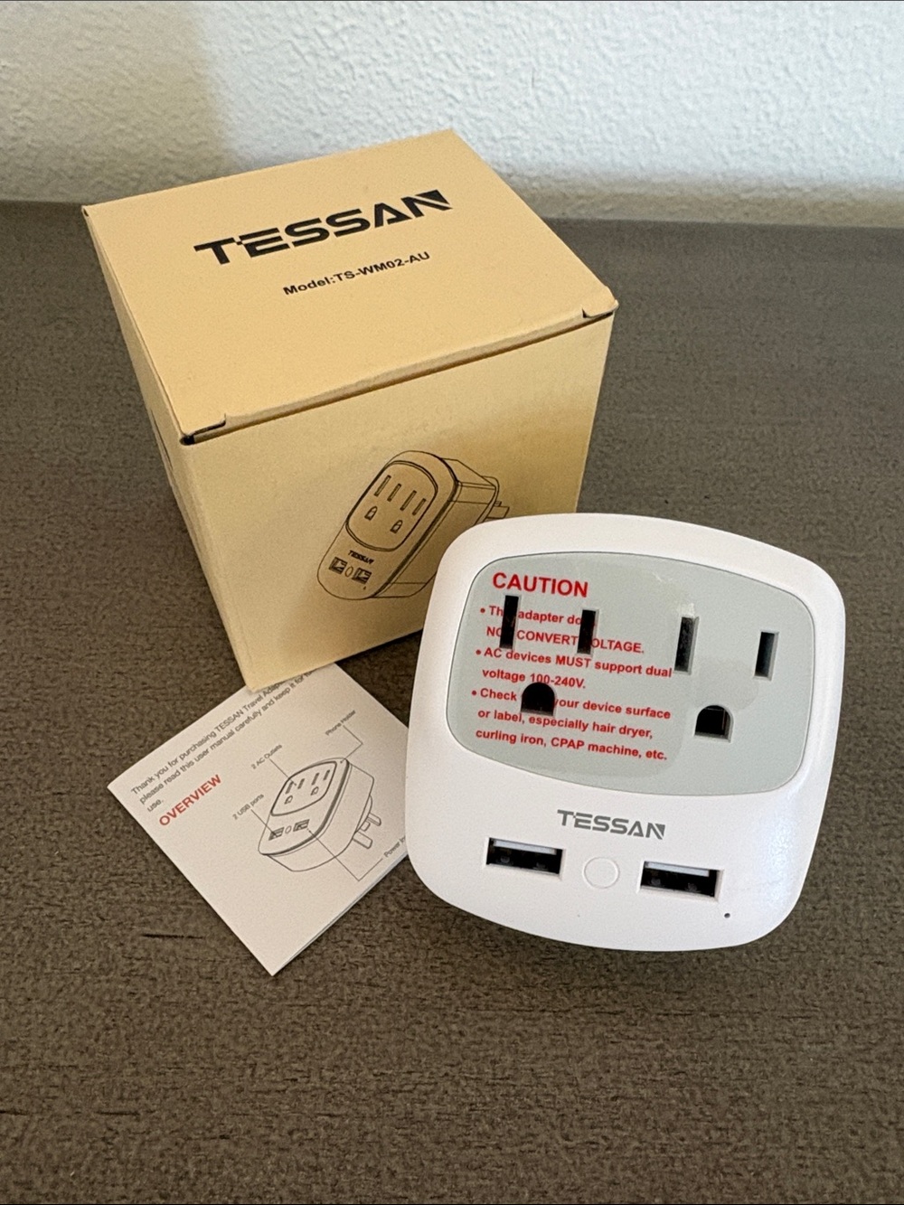 TESSAN Dual USB Wall Adapter Plug - White NEW
